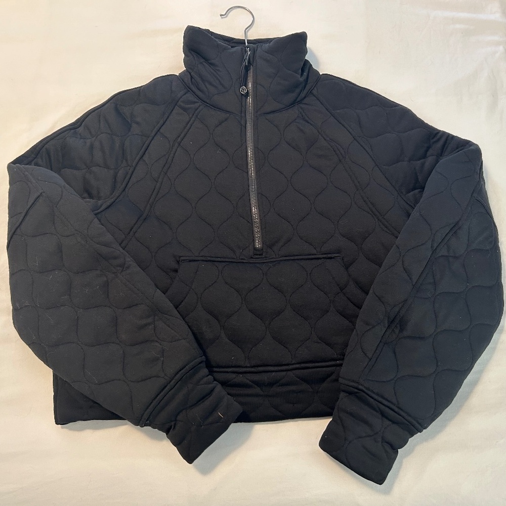 Lululemon Scuba Oversized Black Quilted Half Zip Pullover